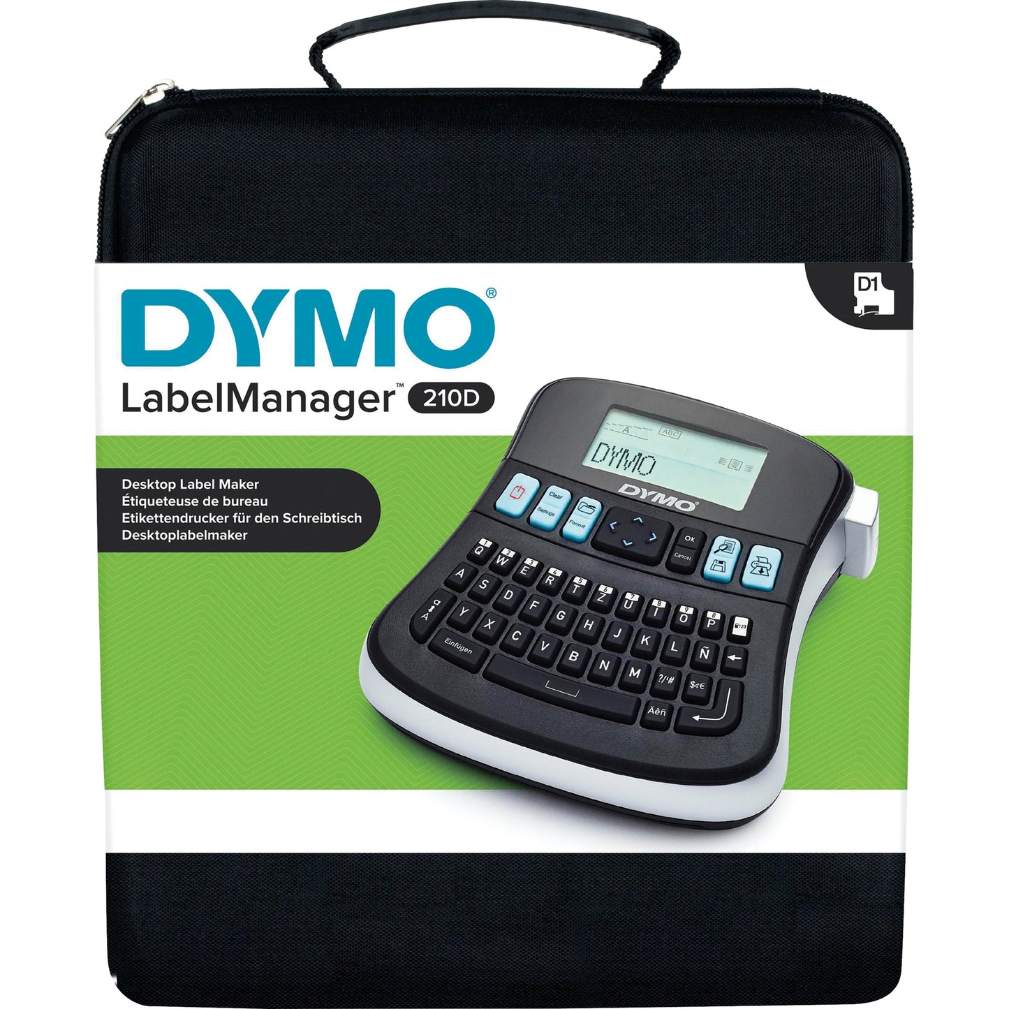 DYMO® Beschriftungsgerät LabelManagerT 210D+ 1 Display-Zeile 8 Schriftgrößen 2 Druckzeilen inkl. Netzteil, D1-Starter-Schriftbandkassette (12 mm x 3 m, schwarz auf weiß), Kurzanleitung