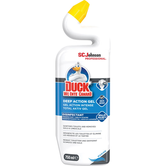 WC-Ente WC-Reiniger Total Aktiv Gel Marine nicht biologisch abbaubar pH-Wert: 3,5-4 Flasche Kunststoff, 30 % recycelt 0,75l