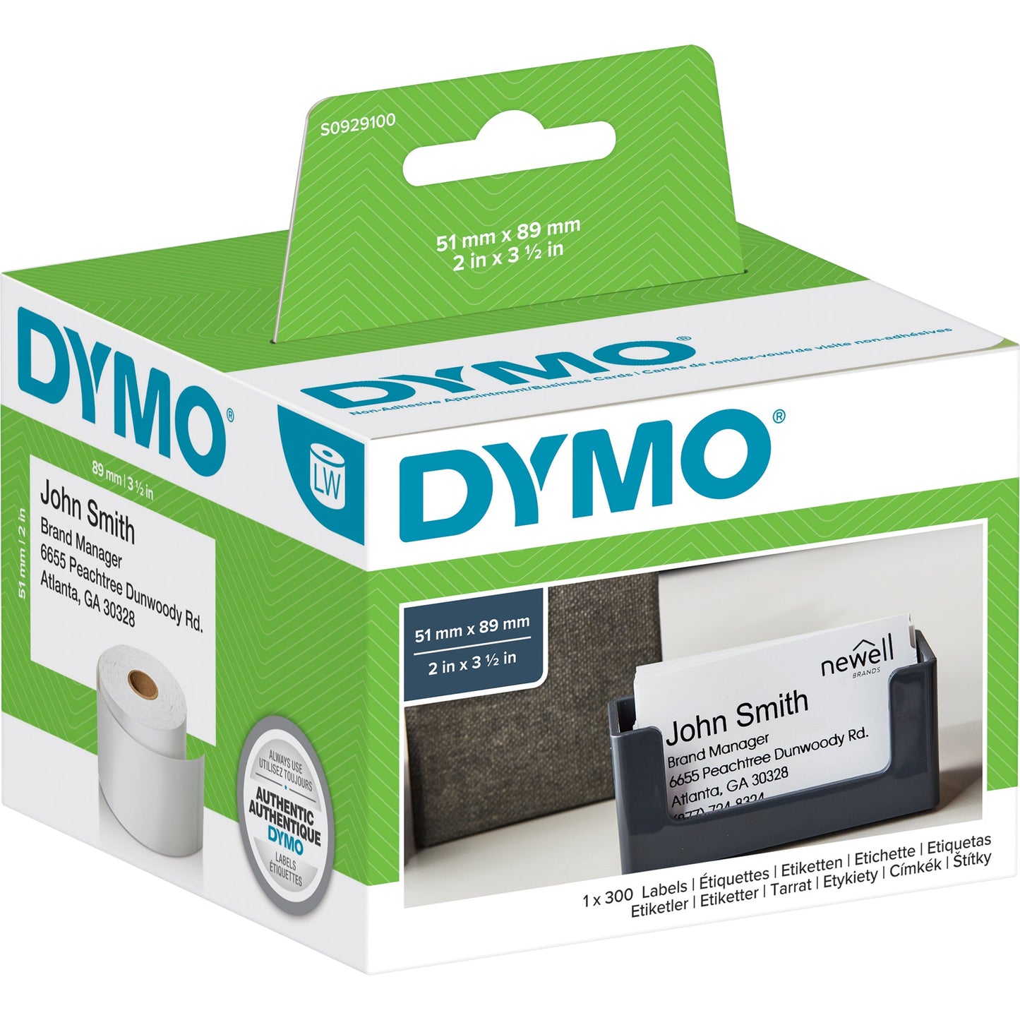 DYMO® Visitenkartenetikett 51 x 89 mm (B x H) nicht wieder ablösbar Papier weiß
