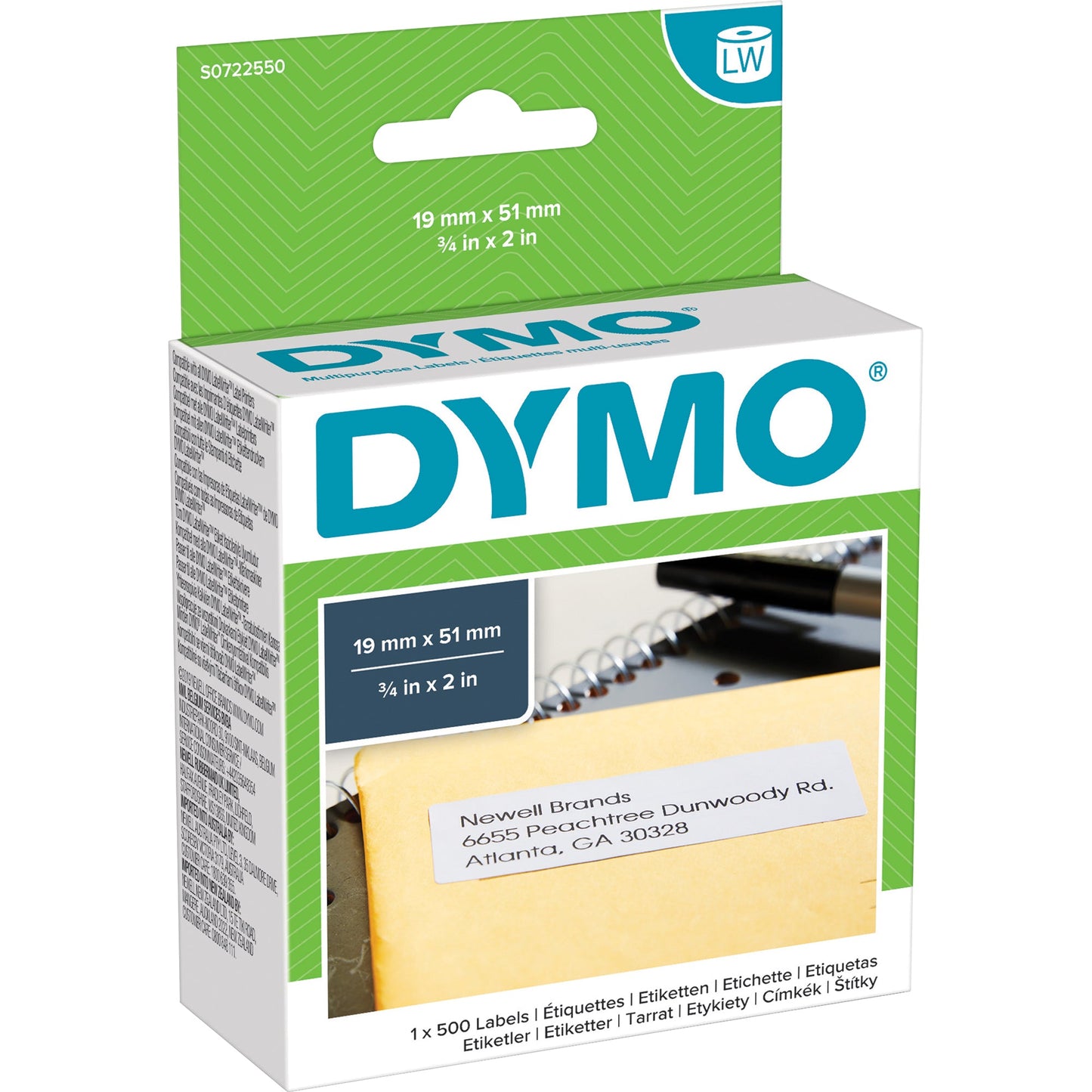 DYMO® Vielzwecketikett DYMO LabelWriterT 300 Serie, -400 Serie, -450 Serie, -Wireless, -550 Serie, LW 4XL, LW 5XL 19 x 51 mm (B x H) weiß 500 Etik./Rl.