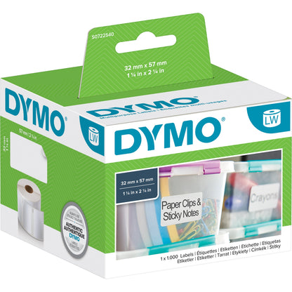 DYMO® Vielzwecketikett DYMO LabelWriterT 300 Serie, -400 Serie, -450 Serie, -Wireless, -550 Serie, LW 4XL, LW 5XL 32 x 57 mm (B x H) weiß 1.000 Etik./Rl.