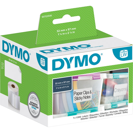 DYMO® Vielzwecketikett DYMO LabelWriterT 300 Serie, -400 Serie, -450 Serie, -Wireless, -550 Serie, LW 4XL, LW 5XL 32 x 57 mm (B x H) weiß 1.000 Etik./Rl.