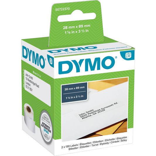 DYMO® Adressetikett 28 x 89 mm (B x H) Papier weiß 130 Etik./Rl. 2 x 130 Etik./Pack.
