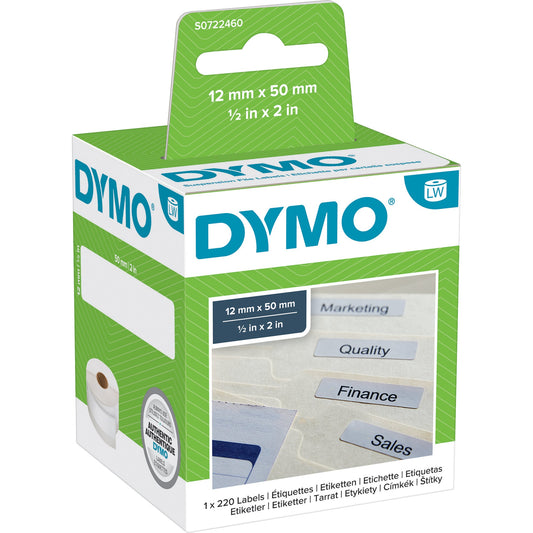 DYMO® Hängeablageetikett Original 12 x 50 mm (B x H) Papier weiß 220 Etik./Rl.