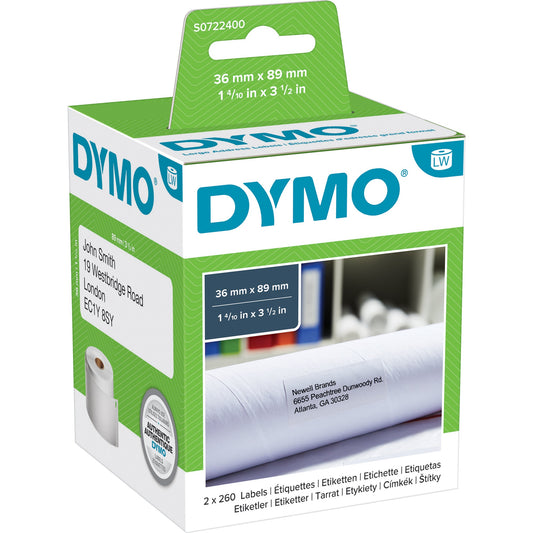 DYMO® Adressetikett 36 x 89 mm (B x H) Papier weiß 260 Etik./Rl. 2 x 260 Etik./Pack.