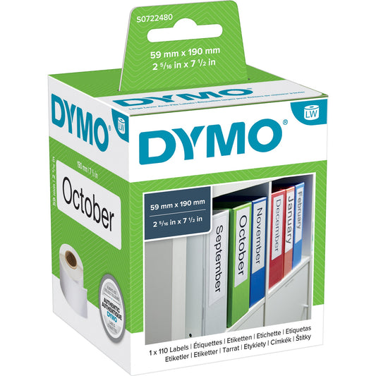 DYMO® Ordneretikett Original DYMO LabelWriterT Wireless, -320, -330 Turbo, -400, -400 Duo, -400 Turbo, -400 Twin Turbo, -450, -450 Duo, -450 Turbo, -450 Twin Turbo, LW 4XL 59 x 190 mm (B x H) Papier weiß 110 Etik./Rl.