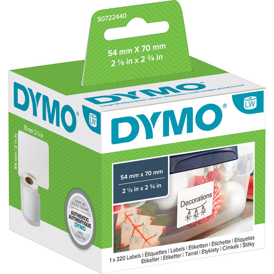 DYMO® Vielzwecketikett DYMO LabelWriterT Wireless, -320, -330 Turbo, -400, -400 Duo, -400 Turbo, -400 Twin Turbo, -450, -450 Duo, -450 Turbo, -450 Twin Turbo, LW 4XL, 550, 550 Turbo, 5XL 54 x 70 mm (B x H) weiß 320 Etik./Rl. 320 Etik./Pack.