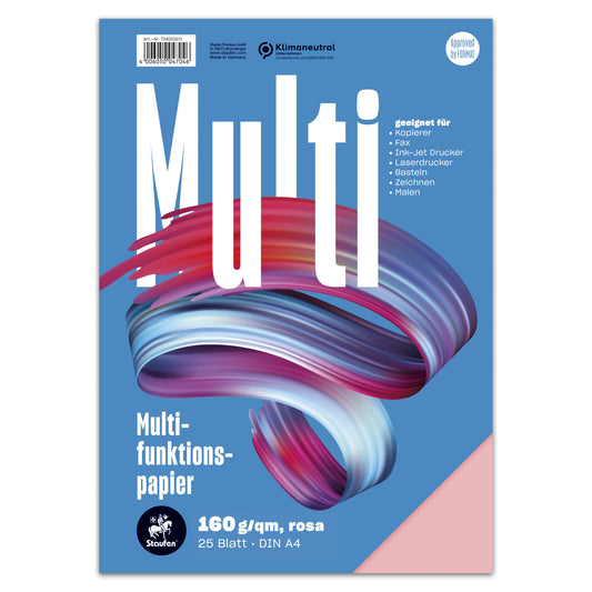 Staufen Multifunktionspapier DIN A4 160g/m² rosa 25 Bl./Pack.