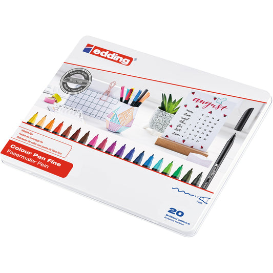 edding Fasermaler 1200 colourpen 1mm farbig sortiert nicht auswaschbar 20 St./Pack.