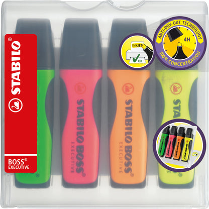 STABILO® Textmarker BOSS® EXECUTIVE 2-5mm farbig sortiert Keilspitze 4 St./Pack.