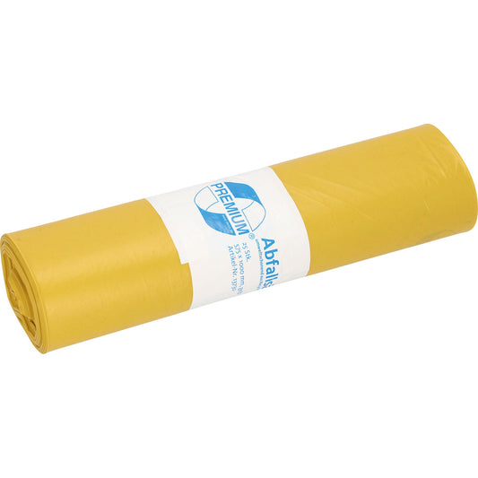 Müllbeutel PREMIUM 57,5 x 100 cm (B x H) 30µm 70l Polyethylen gelb 25 St./Pack.