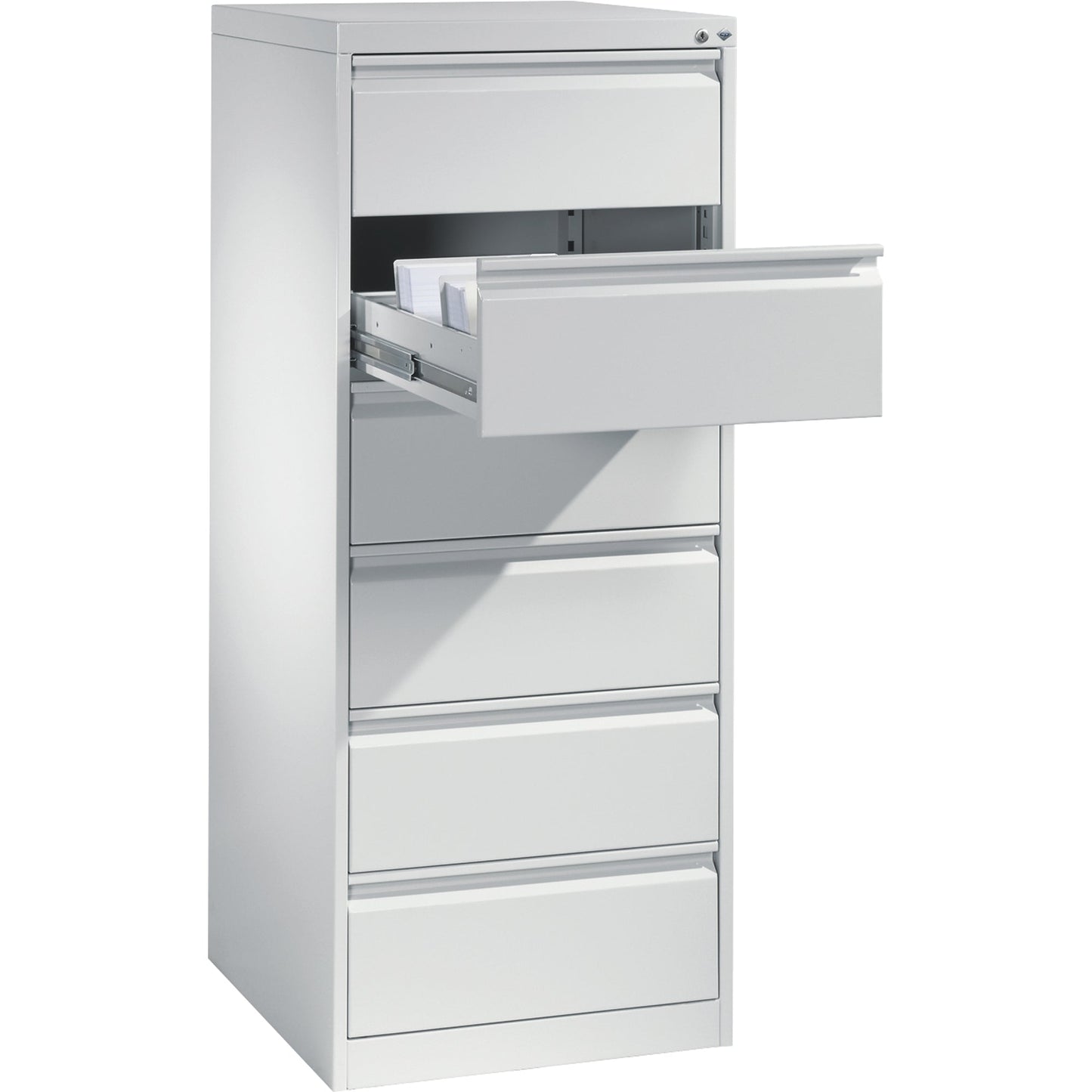 C+P Karteischrank Acurado 553 x 1.357 x 590 mm (B x H x T) 6 Schubladen Stahl, lackiert lichtgrau