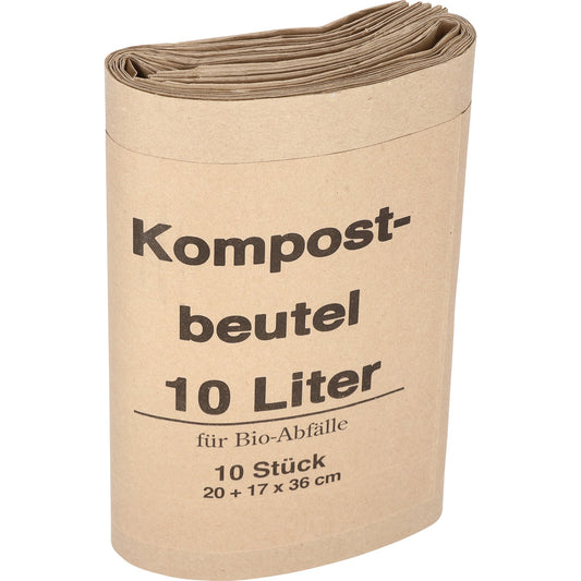 Müllbeutel Bio 16 x 36+20 cm (B x H) 10l Papier braun 10 St./Pack.