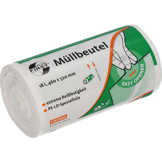 Müllbeutel 46 x 52 cm (B x H) 16µm 18l Polyethylen weiß 50 St./Pack.