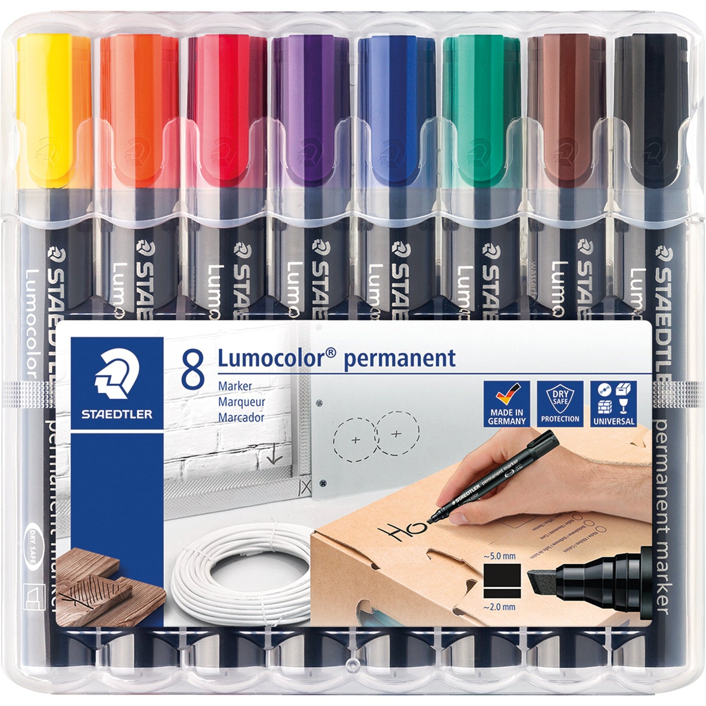 STAEDTLER® Permanentmarker Lumocolor® 350 2-5mm farbig sortiert 8 St./Pack.