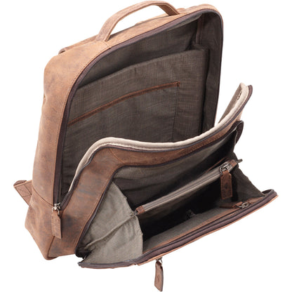 Pride & Soul Notebookrucksack JESTER 29 x 35 x 11 cm (B x H x T) Reißverschluss Hauptfach, Laptopfach, Einsteckfach, zwei Fächer, zwei Reißverschlussfächer, Vortasche Leder braun