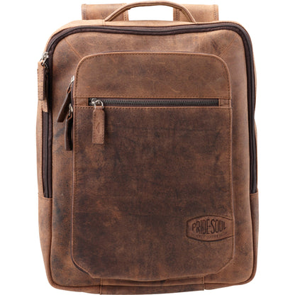 Pride & Soul Notebookrucksack JESTER 29 x 35 x 11 cm (B x H x T) Reißverschluss Hauptfach, Laptopfach, Einsteckfach, zwei Fächer, zwei Reißverschlussfächer, Vortasche Leder braun