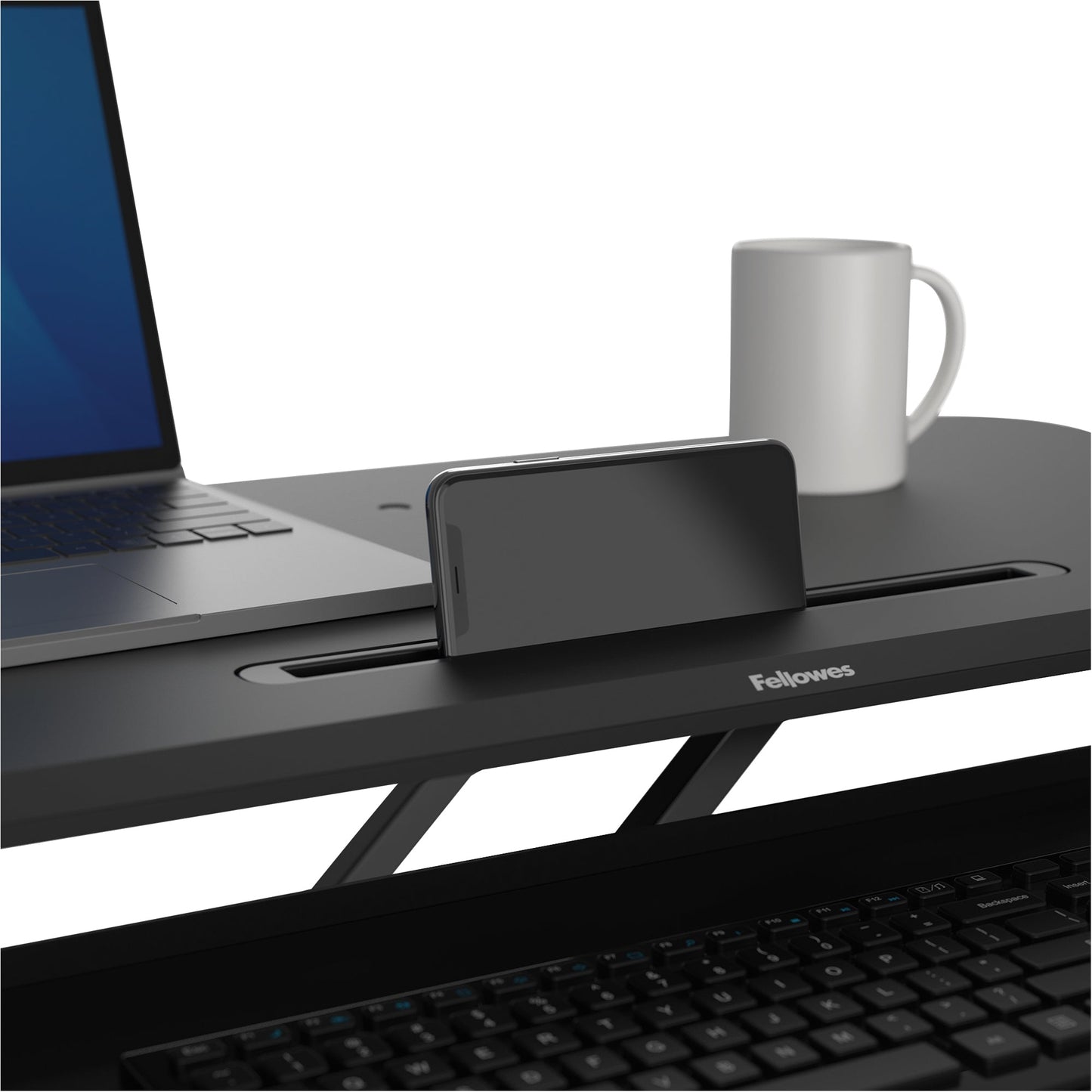 Fellowes® Sitz-Steh-Arbeitsplatz Corsivo 80 x 40 cm (B x T) 17kg Stahl, MDF schwarz