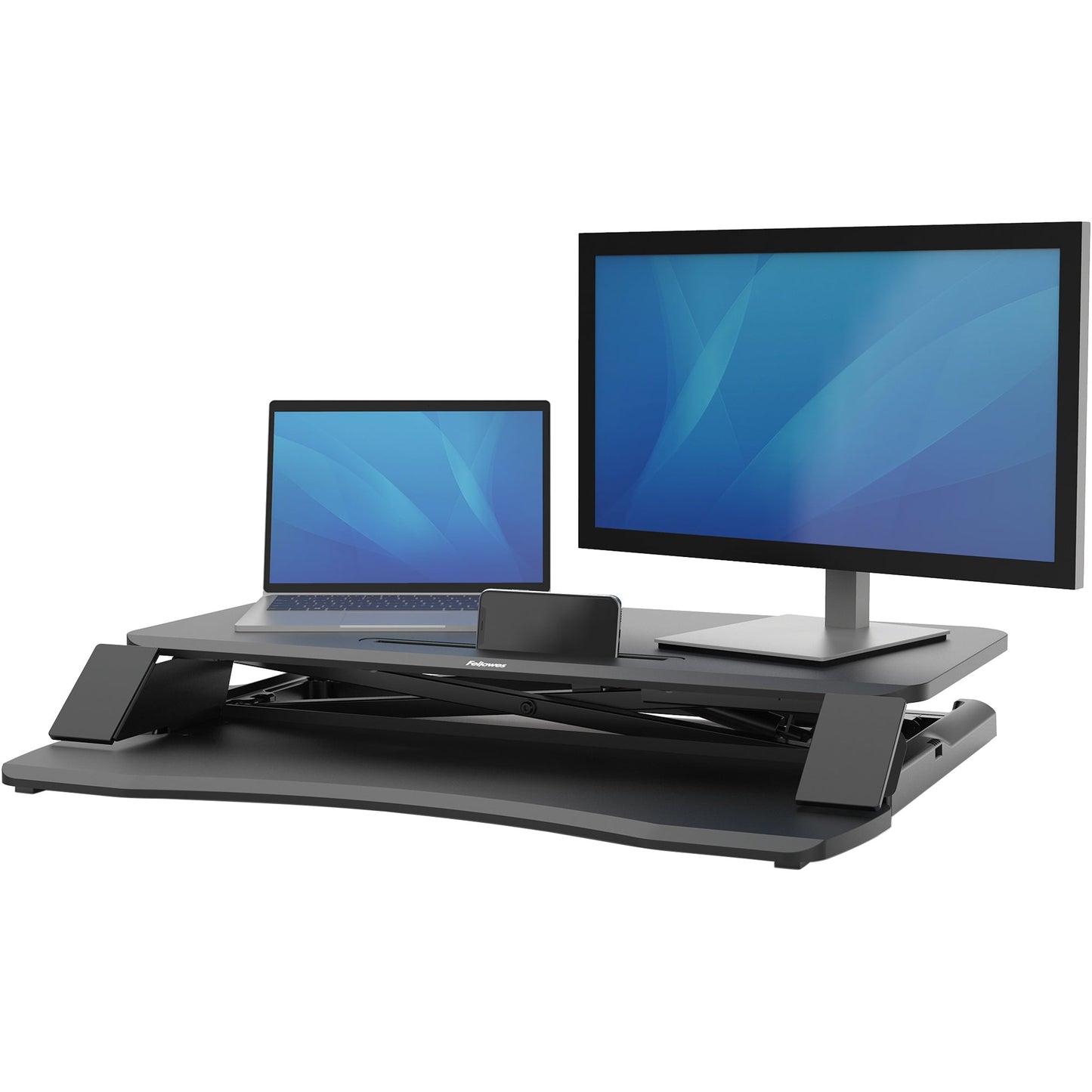 Fellowes® Sitz-Steh-Arbeitsplatz Corsivo 80 x 40 cm (B x T) 17kg Stahl, MDF schwarz