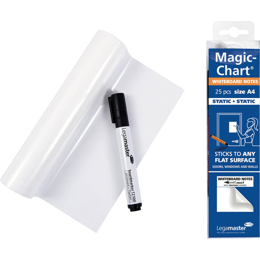 Legamaster Whiteboardfolie Magic-Chart Whiteboard 20 x 30 cm (B x H) 50µm blanko inkl. 1 Marker Polypropylen weiß