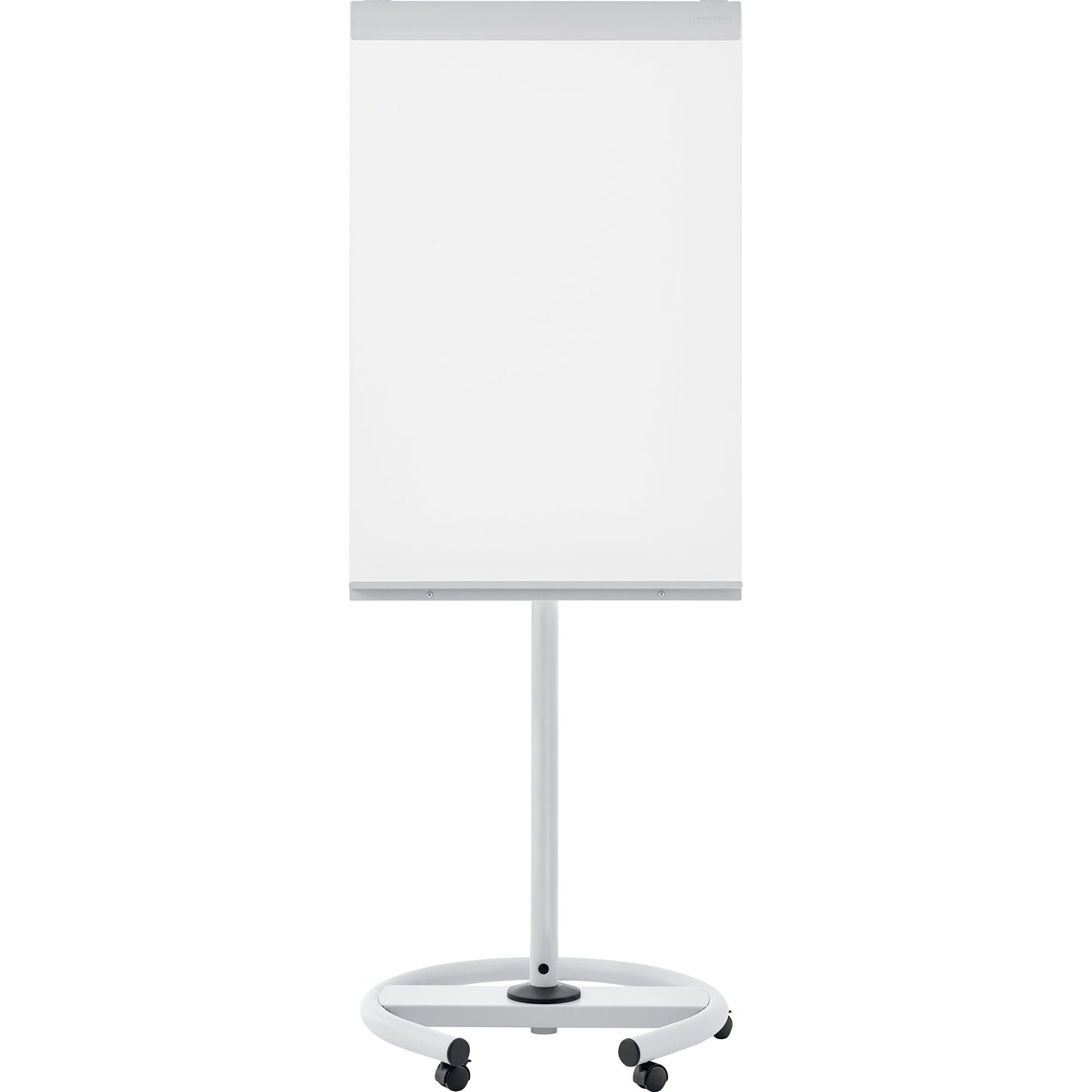 magnetoplan® Mobiles Flipchart Junior Plus mit Ablageschale Rundfuß mit 5 Rollen Metall lichtgrau