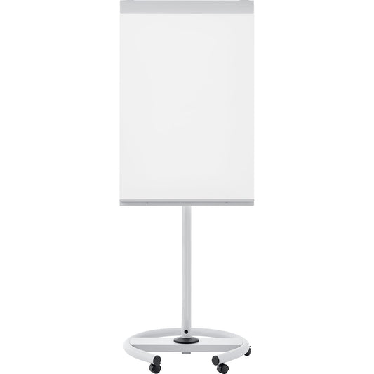 magnetoplan® Mobiles Flipchart Junior Plus mit Ablageschale Rundfuß mit 5 Rollen Metall lichtgrau