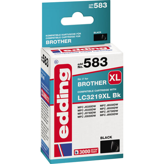 edding Tintenpatrone kein Originalzubehör Kompatibel mit: Brother LC-3219XL-BK EDD-583 ca. 3.000 Seiten schwarz 68ml