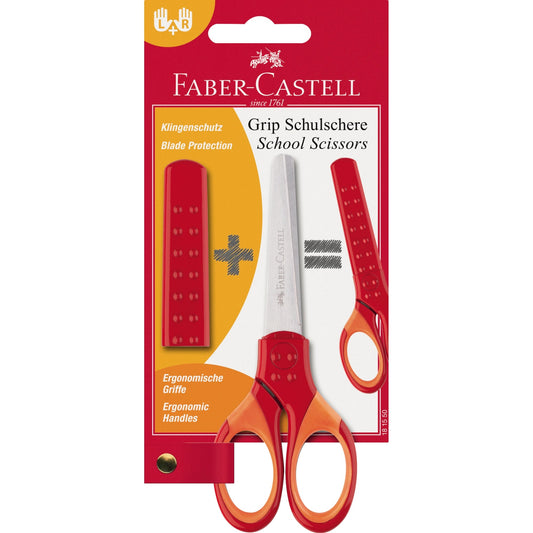 Faber-Castell Schulschere GRIP gerade 135mm inkl. Klingenschutz Edelstahl rot