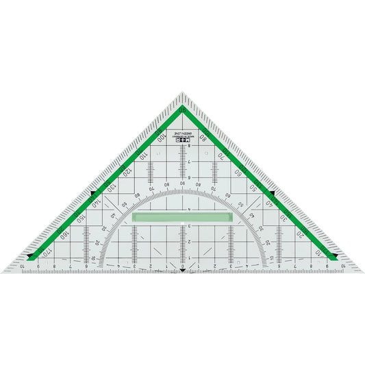 M+R Geometriedreieck GreenLine 23cm mit farbig hinterlegten Winkelgraden mit Griff Biokunststoff glasklar/grün