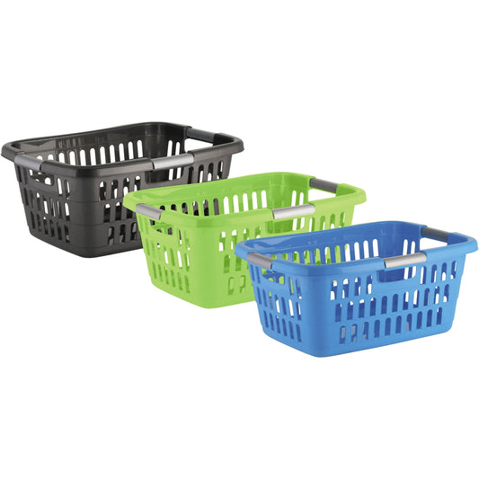 axentia Wäschekorb Ergonomic 61 x 25 x 41 cm (B x H x T) ca. 40l Kunststoff farbig sortiert (freie Farbauswahl nicht möglich)