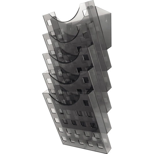 helit Prospekthalter the grid wall 24 x 57,4 x 15 cm (B x H x T) DIN A4 Polystyrol grau transparent 5 Fächer