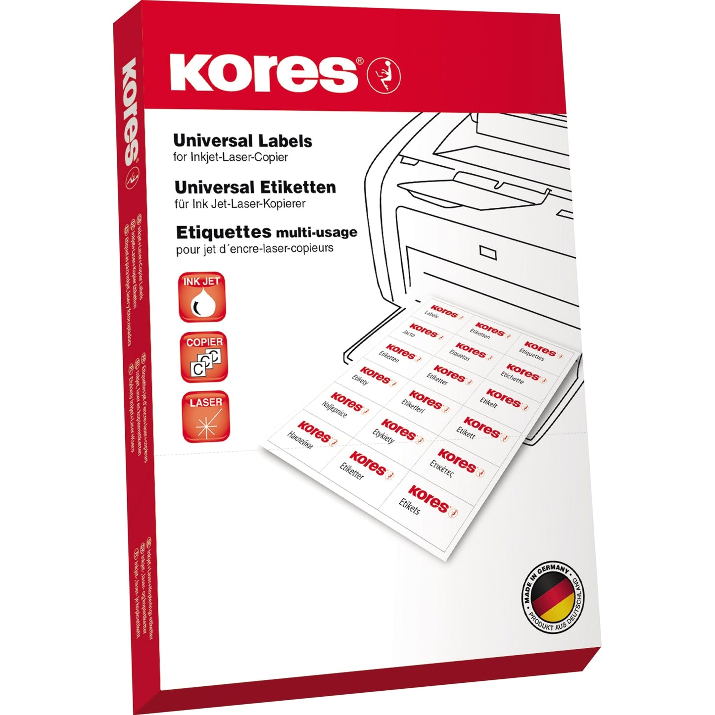 Kores Universaletikett 105 x 37 mm (B x H) Papier rot 1.600 Etik./Pack.