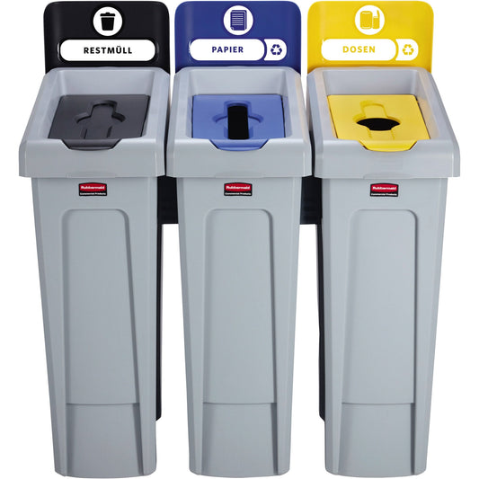 Rubbermaid Abfallsammelsystem SLIM JIM® RECYCLING 91,44 x 102,24 x 54,61 cm (B x H x T) 3 x 87l 3 Sortierfächer Polypropylen