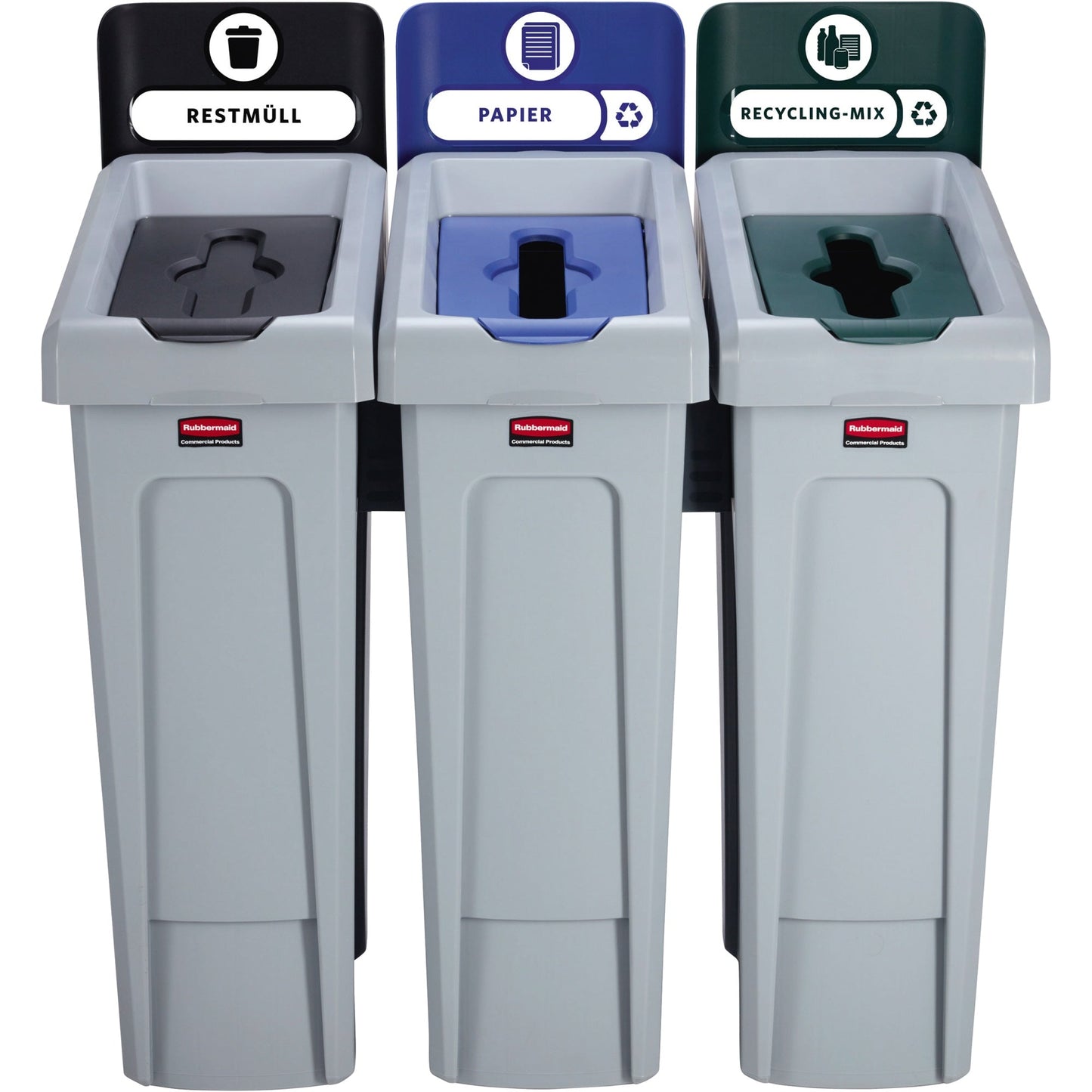 Rubbermaid Abfallsammelsystem SLIM JIM® RECYCLING 91,44 x 102,24 x 54,61 cm (B x H x T) 3 x 87l 3 Sortierfächer Polypropylen