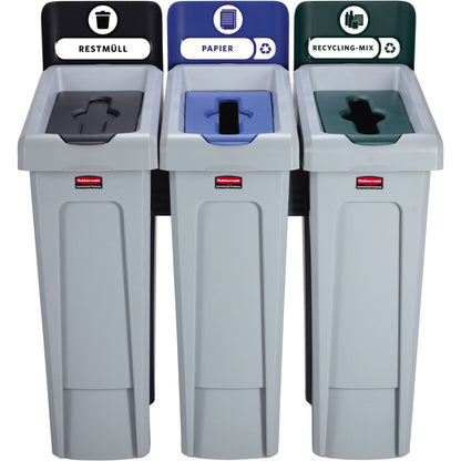 Rubbermaid Abfallsammelsystem SLIM JIM® RECYCLING 91,44 x 102,24 x 54,61 cm (B x H x T) 3 x 87l 3 Sortierfächer Polypropylen