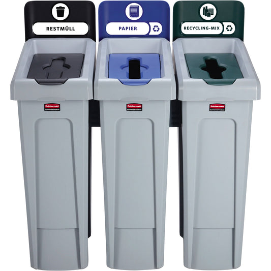 Rubbermaid Abfallsammelsystem SLIM JIM® RECYCLING 91,44 x 102,24 x 54,61 cm (B x H x T) 3 x 87l 3 Sortierfächer Polypropylen