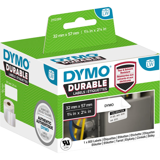 DYMO® Hochleistungsetikett Original LW 57 x 32 mm (B x H) Polypropylen weiß 350 Etik./Rl. 2 x 350 Etik./Pack.