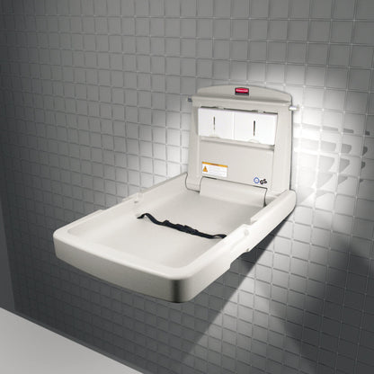 Rubbermaid Wickelstation Vertikal 10,16 x 58,42 x 86,61 cm (B x H x T) zusammenklappbar Polypropylen hellplatin