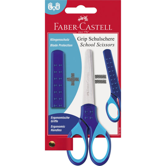 Faber-Castell Schulschere GRIP gerade 135mm inkl. Klingenschutz Edelstahl blau