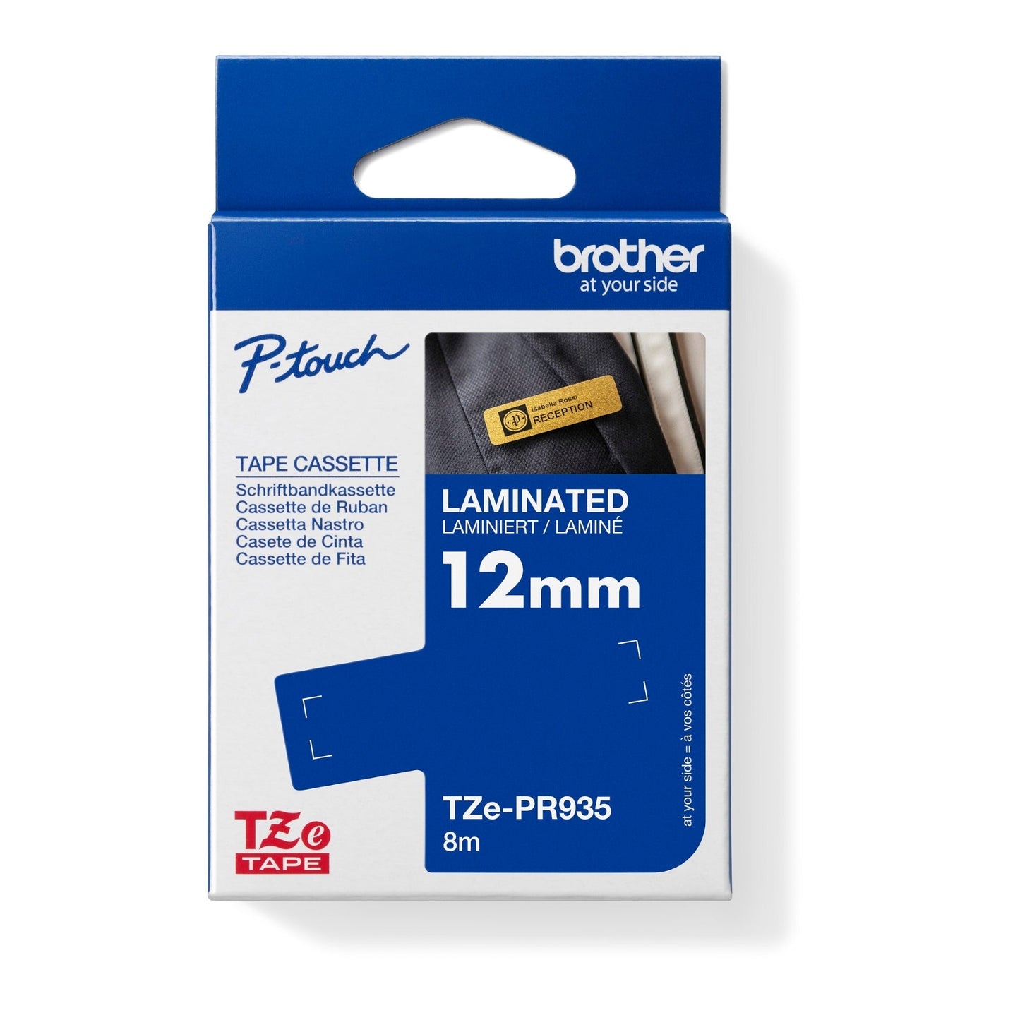 Brother Schriftbandkassette P-touch 12 mm x 8 m (B x L) silber weiß