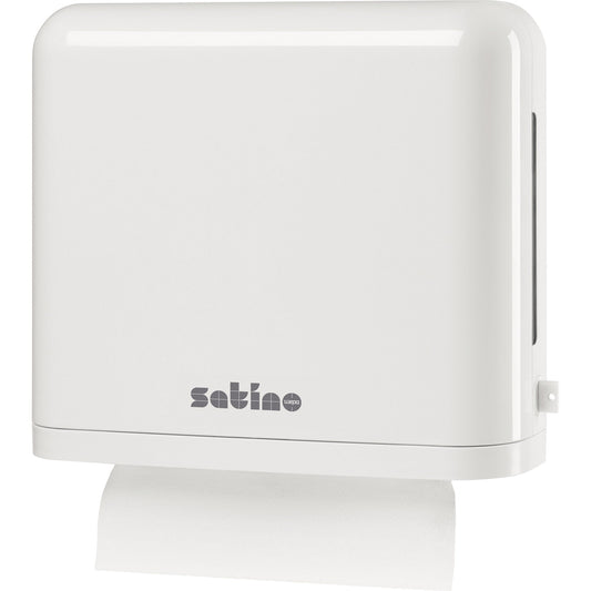 Satino by WEPA Handtuchspender small Interfold-Falz / W-Falz 32,7 x 28,3 x 11,1 cm (B x H x T) Kunststoff weiß
