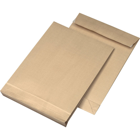 MAILmedia Faltentasche Ormypack DIN B4 ohne Fenster 125g/m² mit Haftklebung Natronpapier braun 100 St./Pack.