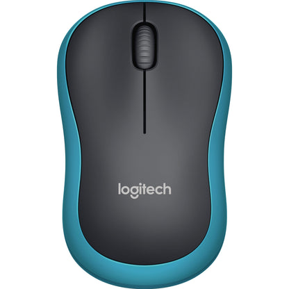 Logitech Optische PC Maus M185 Links- und Rechtshänder nicht ergonomisch USB-A bis 10m Batterie inkl. Nano-USB-Empfänger schwarz/blau