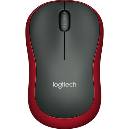 Logitech Optische PC Maus M185 Links- und Rechtshänder nicht ergonomisch USB-A bis 10m Batterie inkl. Nano-USB-Empfänger schwarz/rot