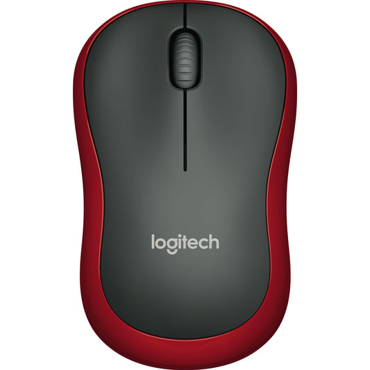 Logitech Optische PC Maus M185 Links- und Rechtshänder nicht ergonomisch USB-A bis 10m Batterie inkl. Nano-USB-Empfänger schwarz/rot