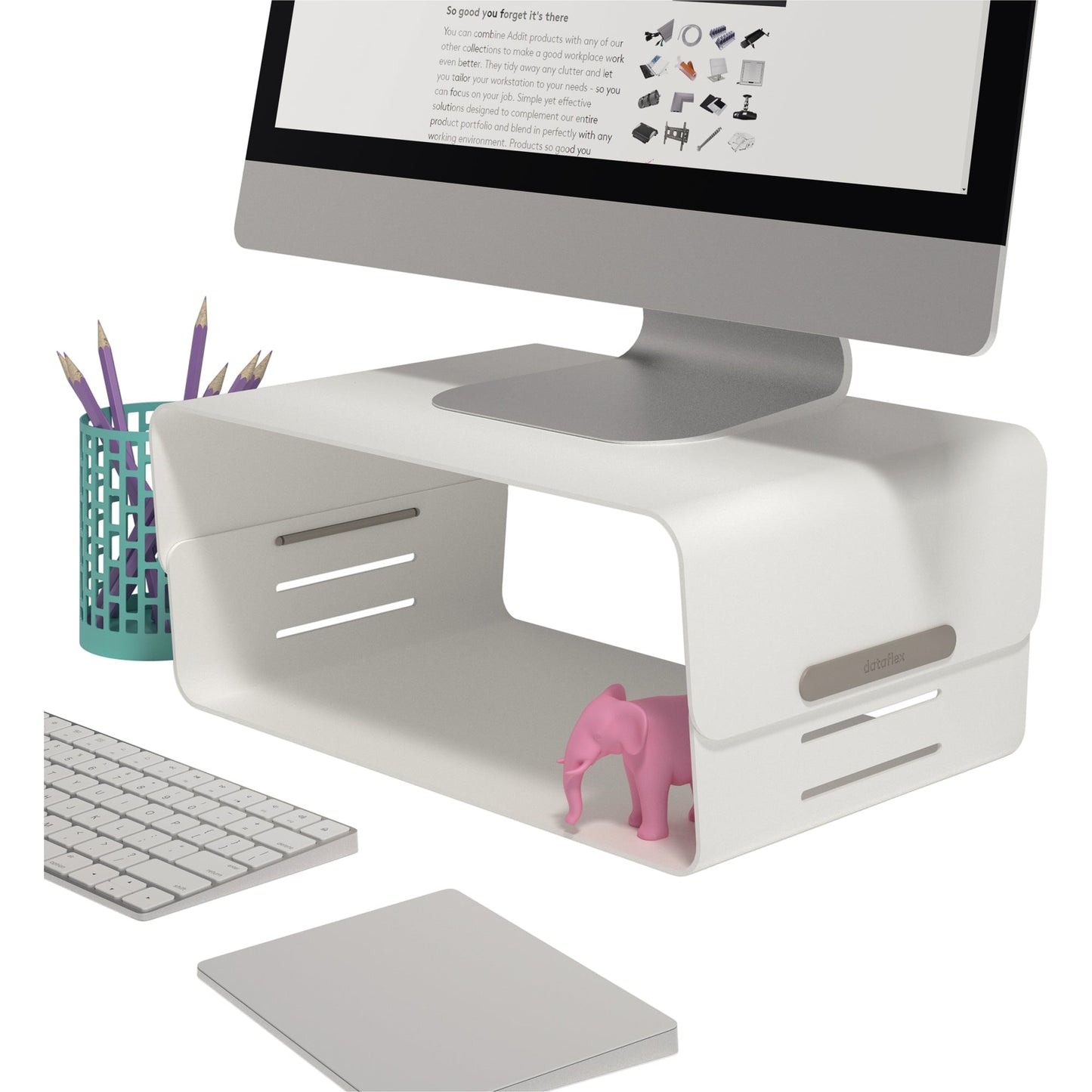Dataflex Monitorständer Addit Bento® 38,1 x 11-16 x 26 cm (B x H x T) 20kg höhenverstellbar Stahl, pulverbeschichtet weiß, matt