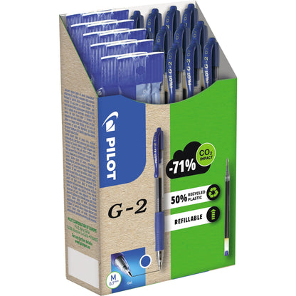 PILOT Gelschreiber G2-7 je 12 Gelschreiber, Ersatzminen 0,4mm blau inkl. 12 Ersatzminen