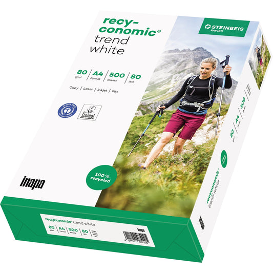 Recyconomic® Kopierpapier Trend White DIN A4 80g/m² 100 % recycelt 2fach Lochung weiß 500 Bl./Pack.