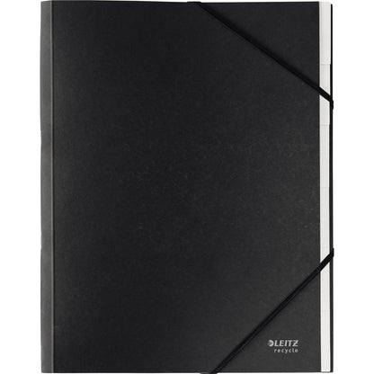 Leitz Ordnungsmappe Recycle DIN A4 275g/m² Karton, 100 % recycelt Farbe: schwarz Farbe des Fächerblocks: grau 6 Fächer