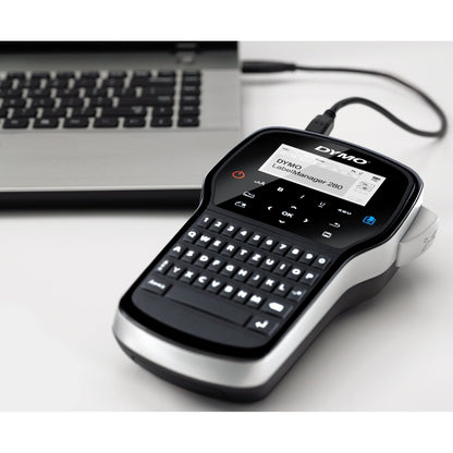 DYMO® Beschriftungsgerät LabelManagerT 280 2 Display-Zeilen 6 Schriftgrößen 2 Druckzeilen inkl. D1-Starter-Schriftbandkassette (12 mm x 3 m, schwarz auf weiß), Akku, USB-Kabel, Ladeadapter, Kurzanleitung